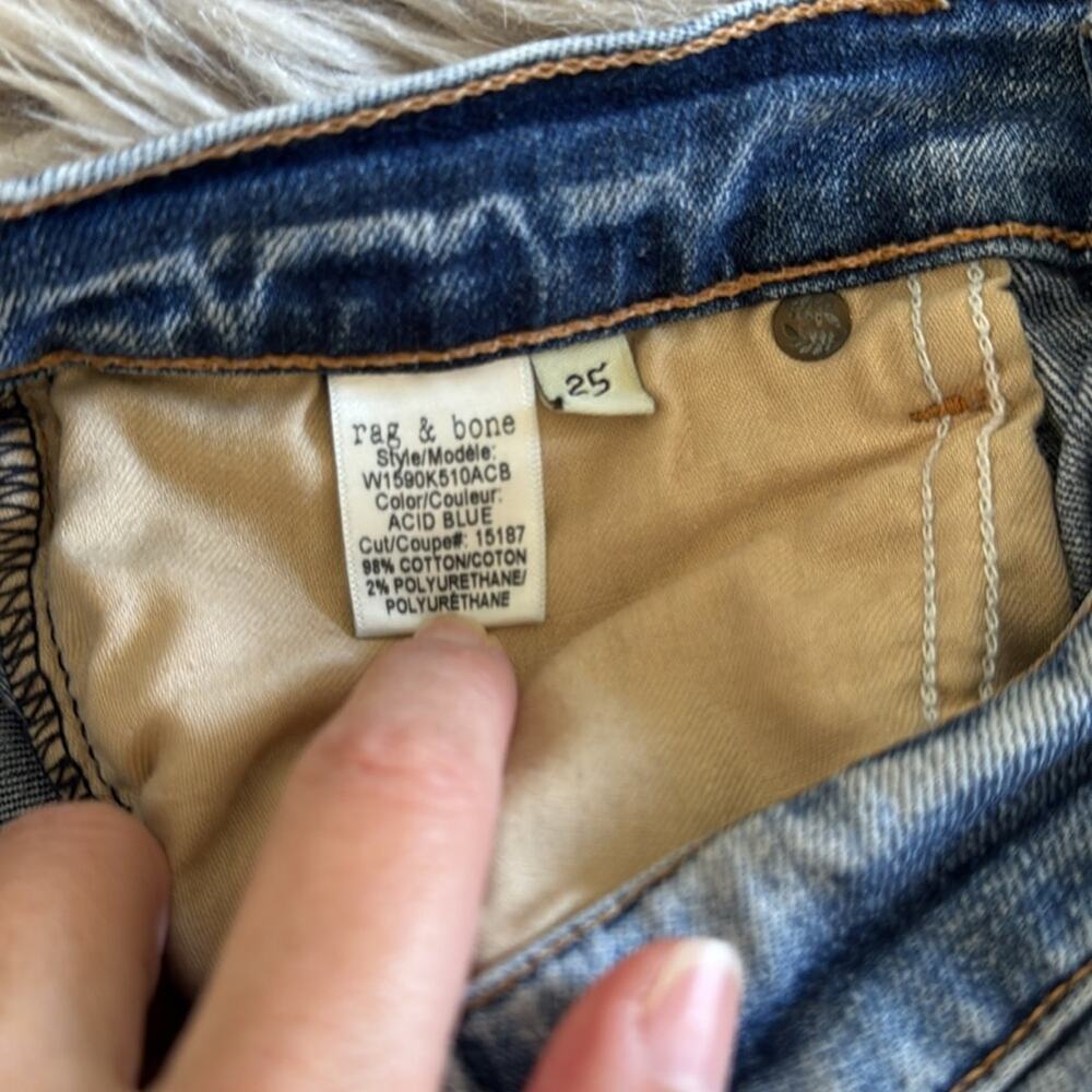 Rag & Bone Dre Boyfriend Jeans Acid Blue Wash Low Rise Size 25 Minimalist - Picture 7 of 7